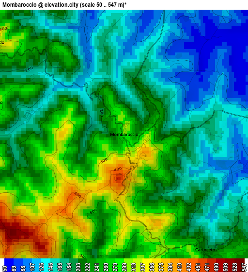 Mombaroccio elevation map