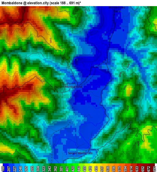 Mombaldone elevation map