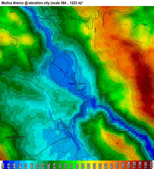 Molina Aterno elevation map