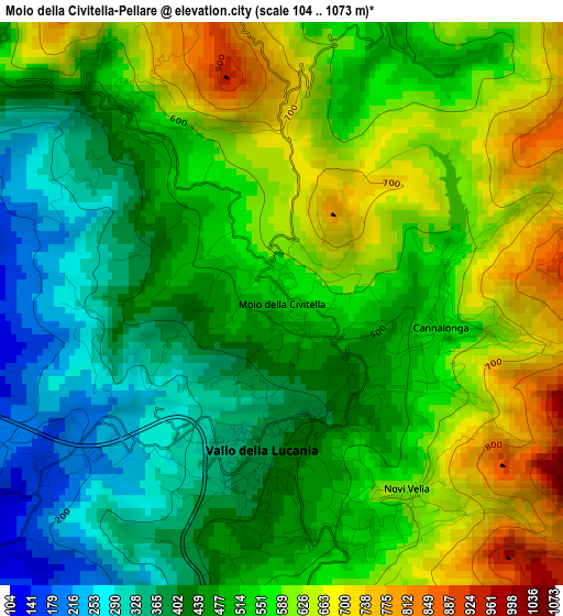 Moio della Civitella-Pellare elevation map