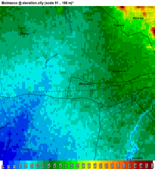 Moimacco elevation map