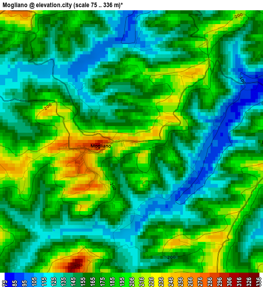 Mogliano elevation map