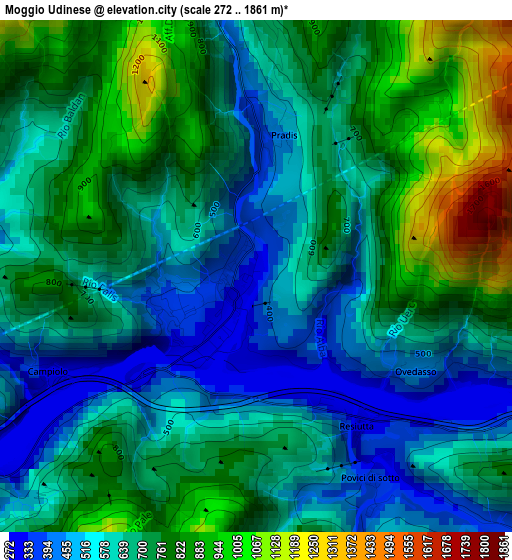 Moggio Udinese elevation map