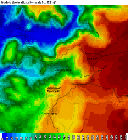 Modolo elevation map