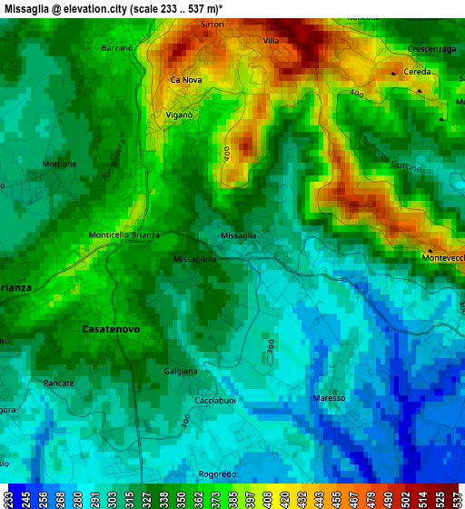 Missaglia elevation map