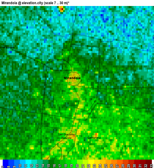 Mirandola elevation map