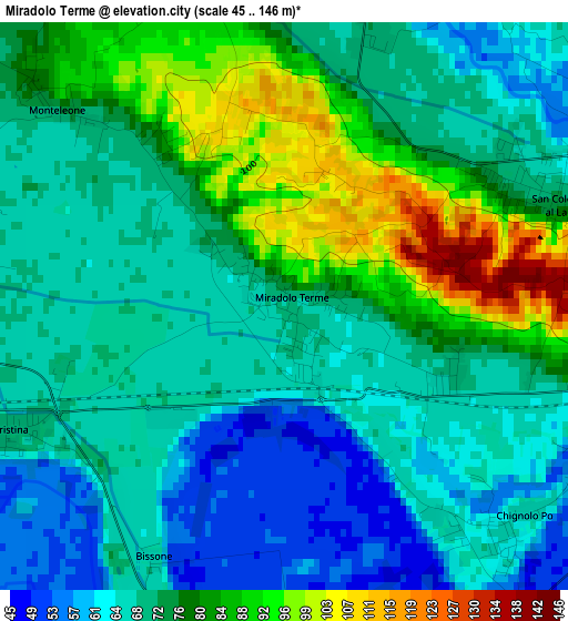 Miradolo Terme elevation map