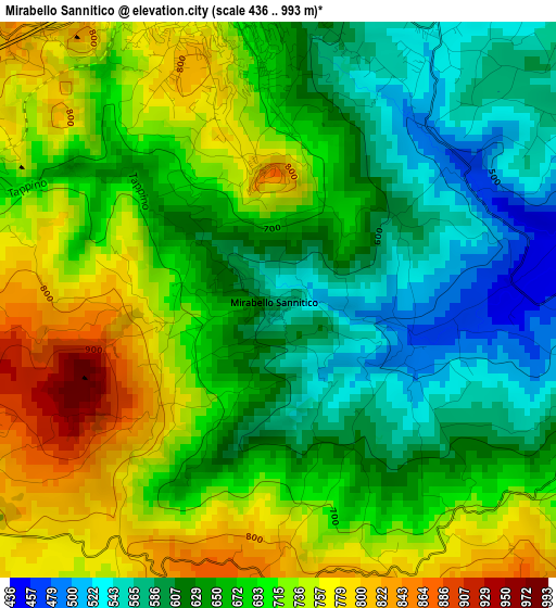 Mirabello Sannitico elevation map