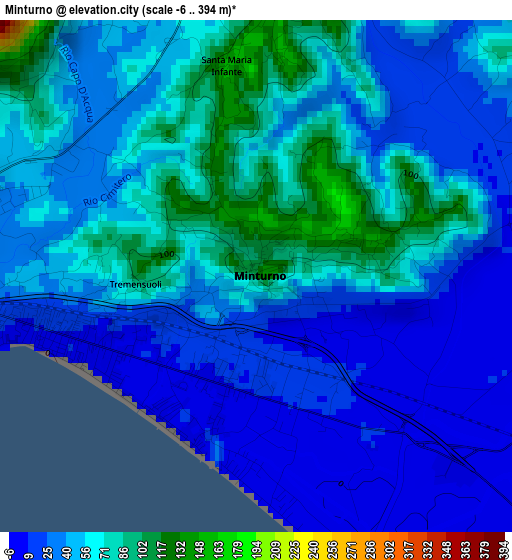 Minturno elevation map