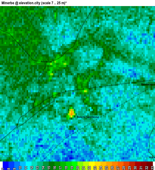 Minerbe elevation map