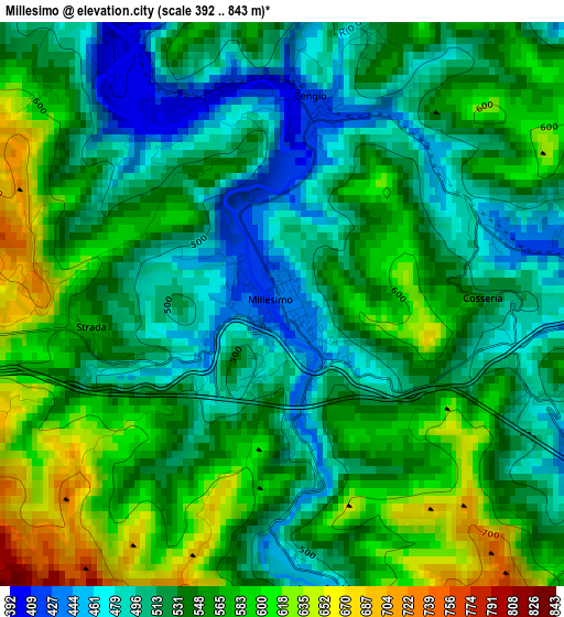 Millesimo elevation map