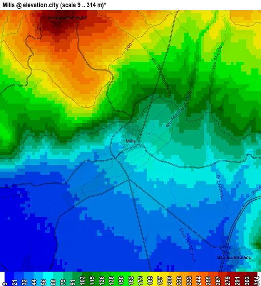 Milis elevation map