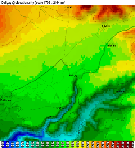 Deliçay elevation map