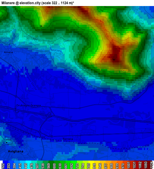 Milanere elevation map