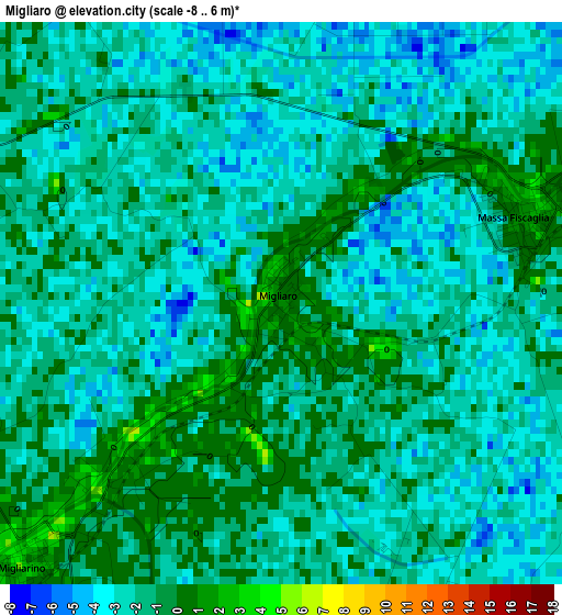 Migliaro elevation map