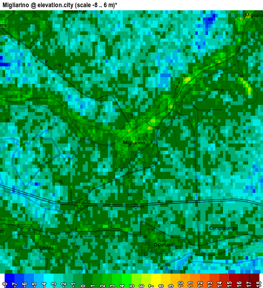 Migliarino elevation map