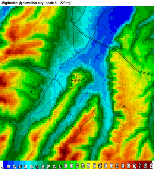 Miglianico elevation map