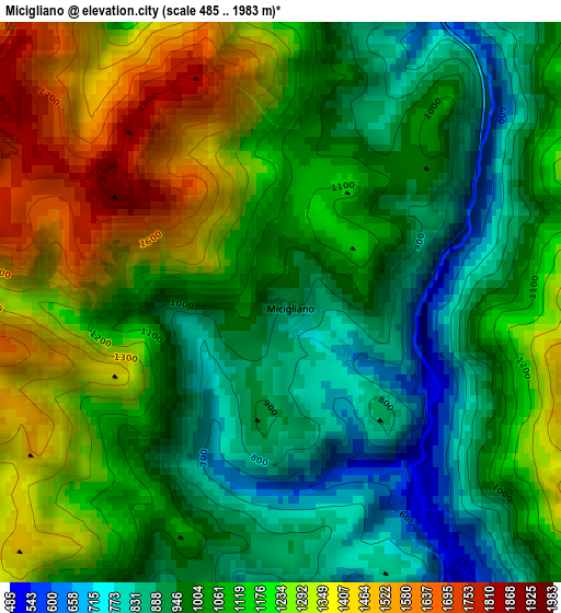 Micigliano elevation map