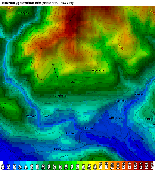 Miazzina elevation map