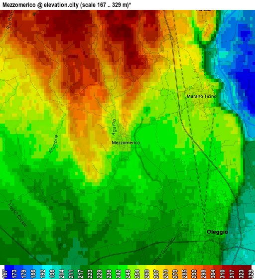 Mezzomerico elevation map