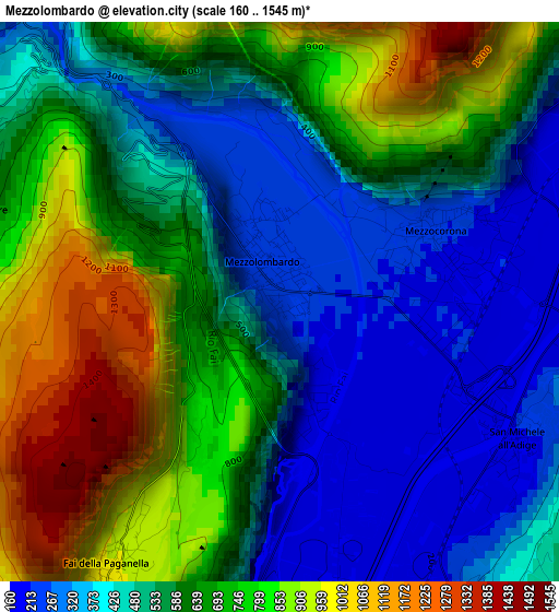 Mezzolombardo elevation map