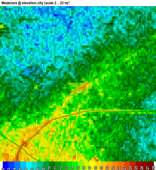 Mezzolara elevation map