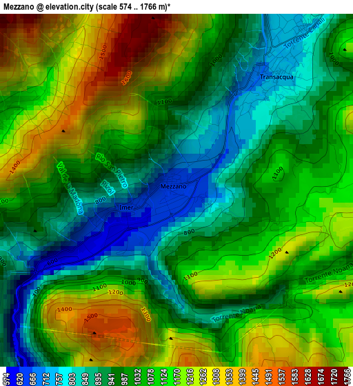 Mezzano elevation map