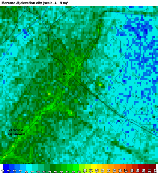 Mezzano elevation map