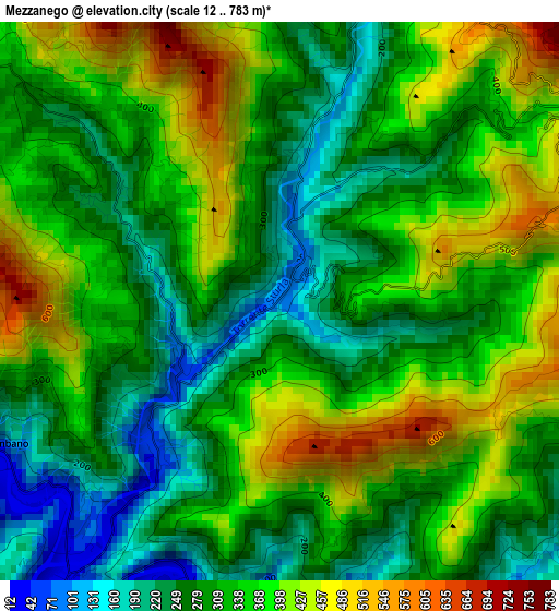 Mezzanego elevation map