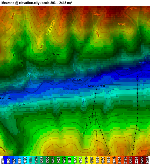 Mezzana elevation map