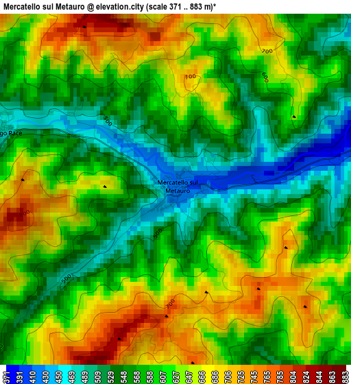 Mercatello sul Metauro elevation map