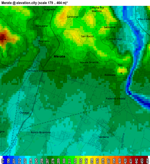 Merate elevation map