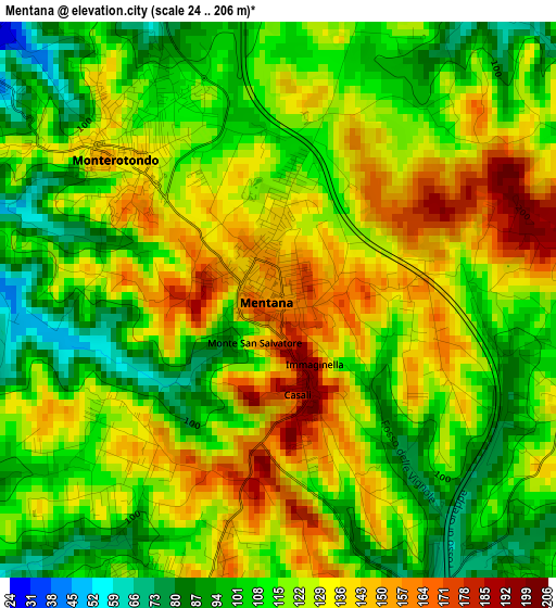 Mentana elevation map