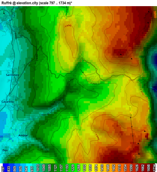 Ruffrè elevation map