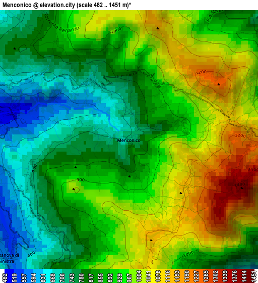 Menconico elevation map