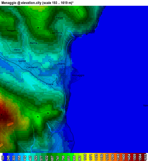 Menaggio elevation map