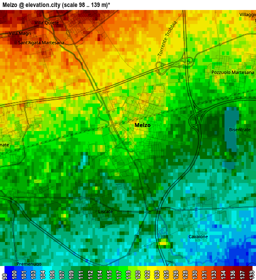 Melzo elevation map