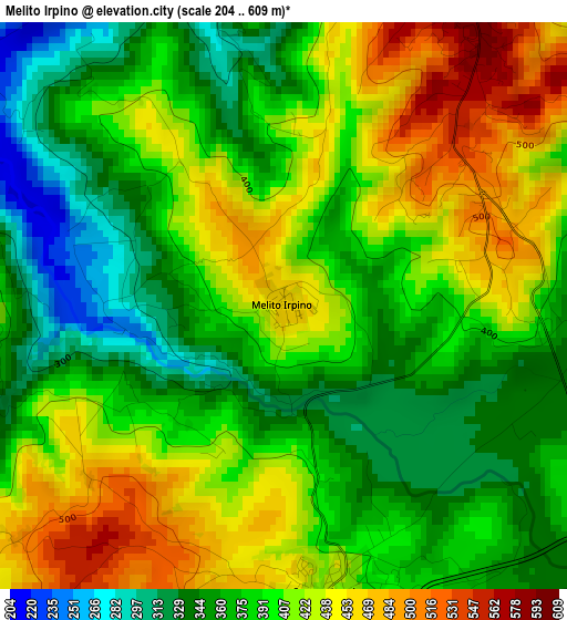 Melito Irpino elevation map