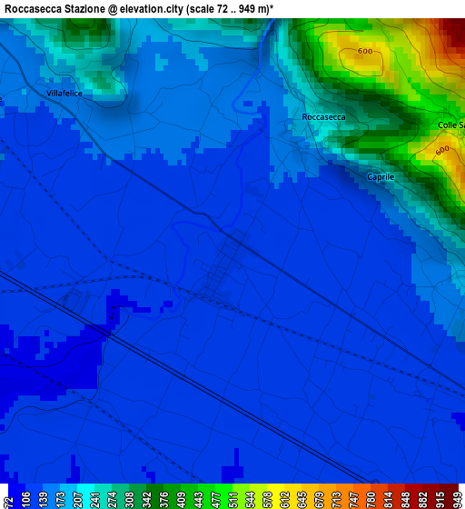 Roccasecca Stazione elevation map