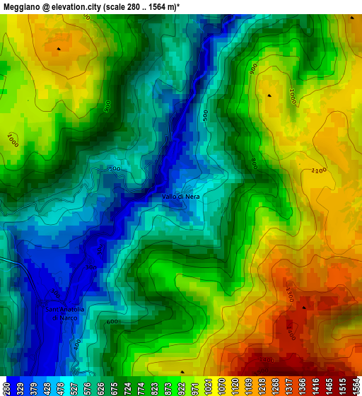 Meggiano elevation map