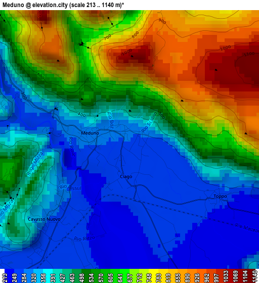 Meduno elevation map