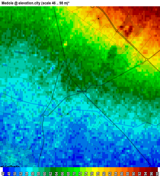 Medole elevation map