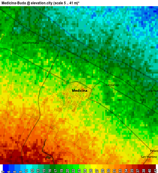 Medicina-Buda elevation map