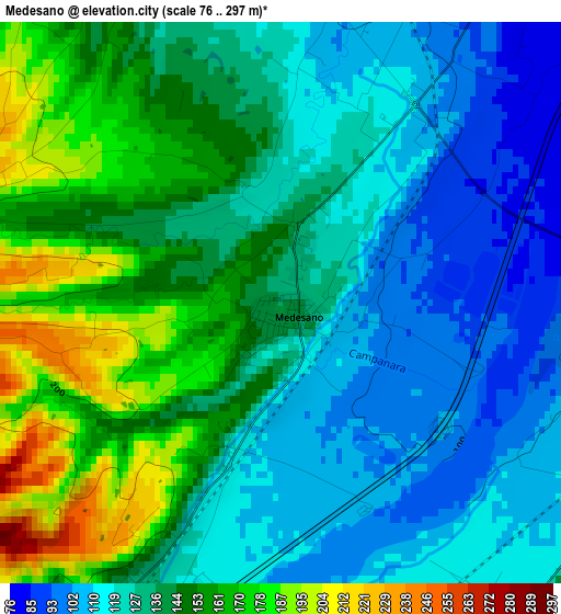 Medesano elevation map