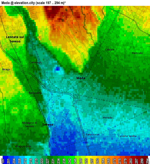 Meda elevation map