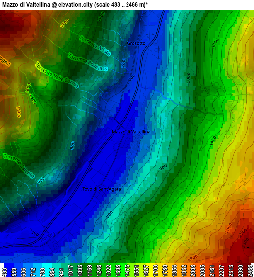 Mazzo di Valtellina elevation map