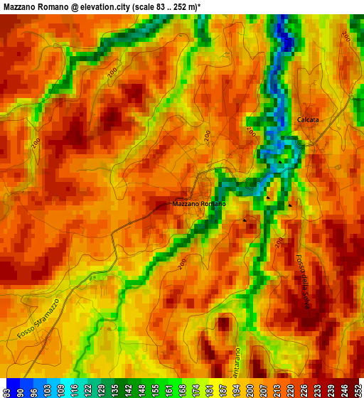 Mazzano Romano elevation map