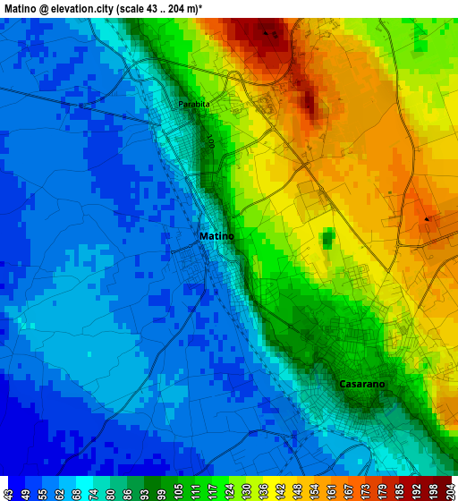 Matino elevation map