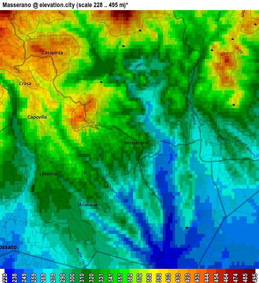 Masserano elevation map