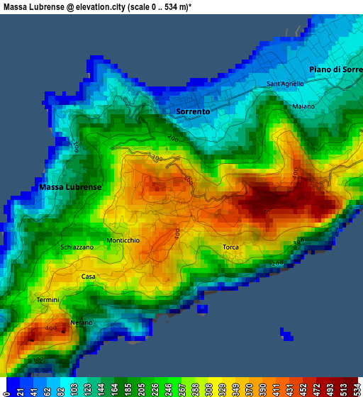 Massa Lubrense elevation map